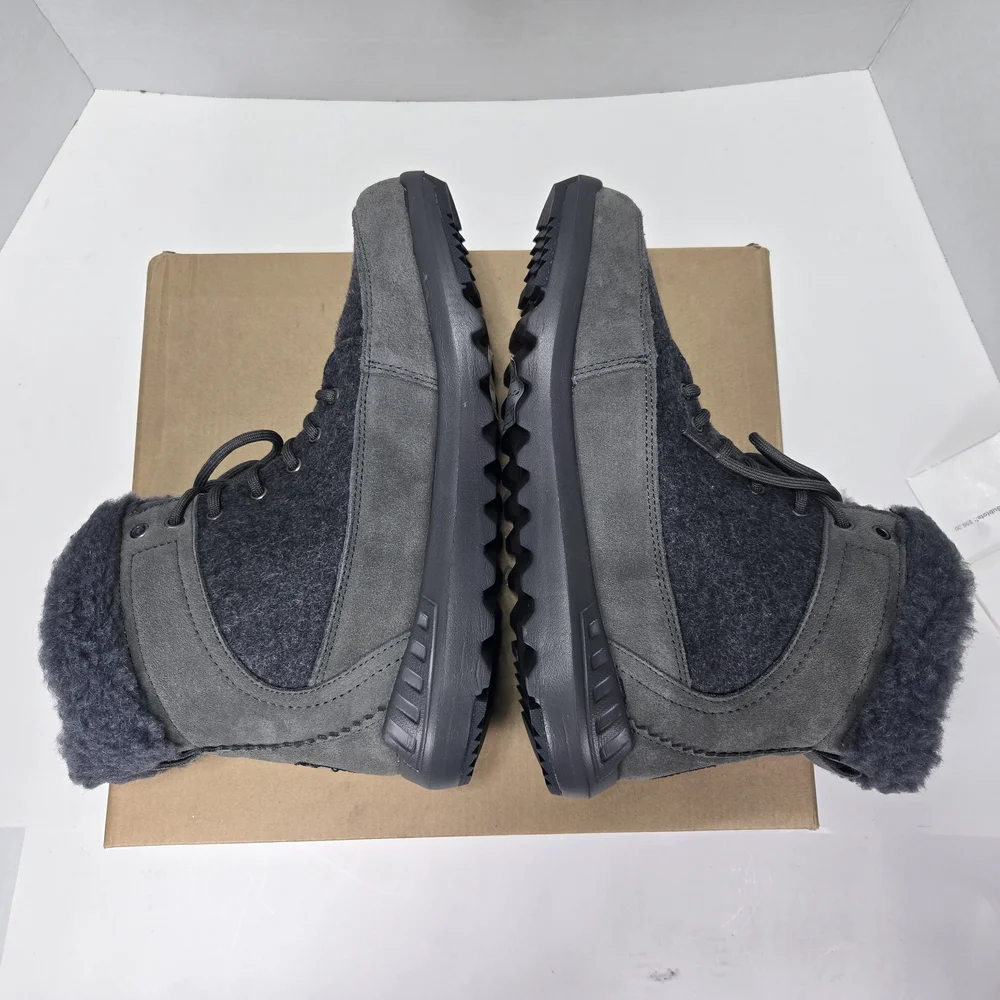 BearPaw Cheryl Charcoal Gray Lace-Up Boots with Fur Trim Women's Size 10